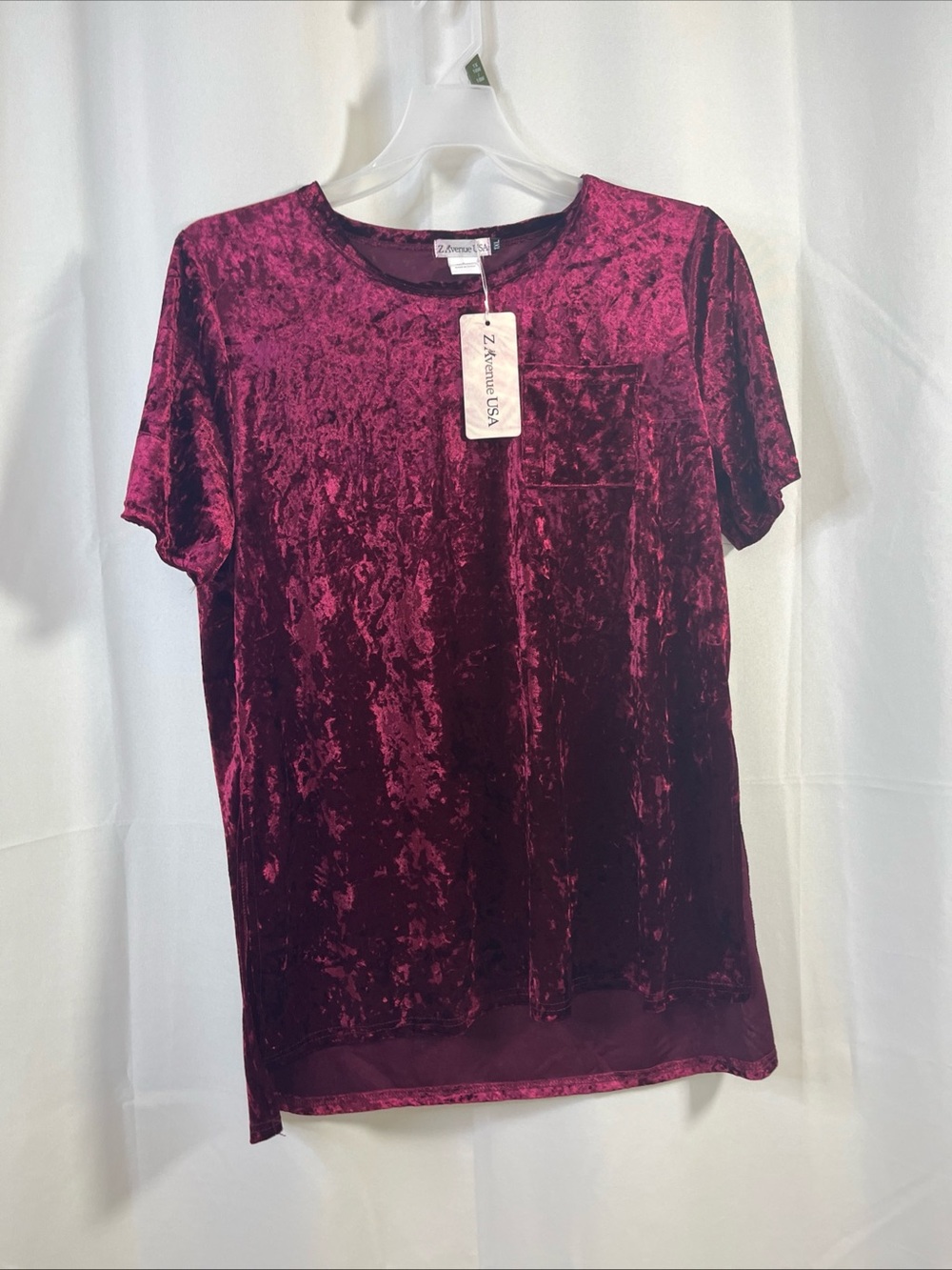 Z Avenue USA Women's Red Velvet Velour Scoop Top Stretch size 1XL